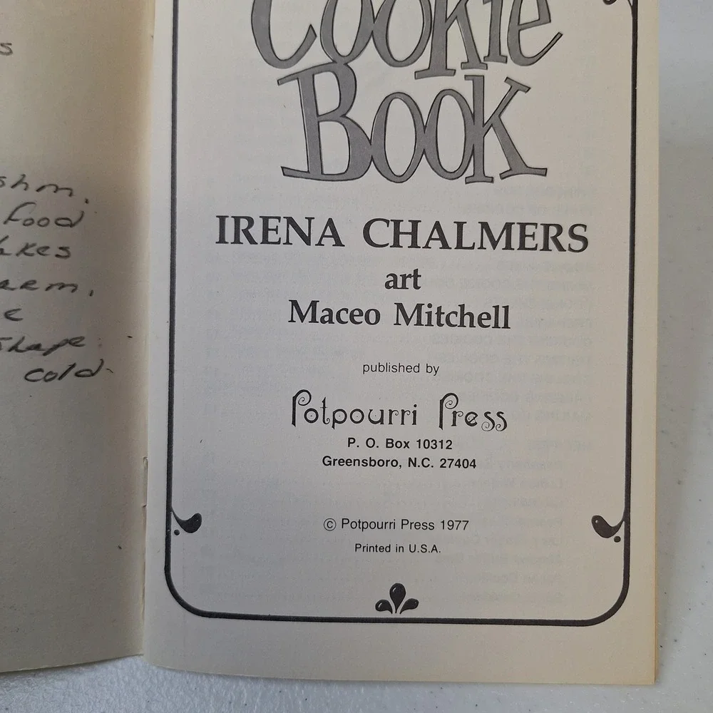 Vintage Cookie Book Irena Chalmers Maceo Mitchell Potpourri‎ Press 1977 Recipes